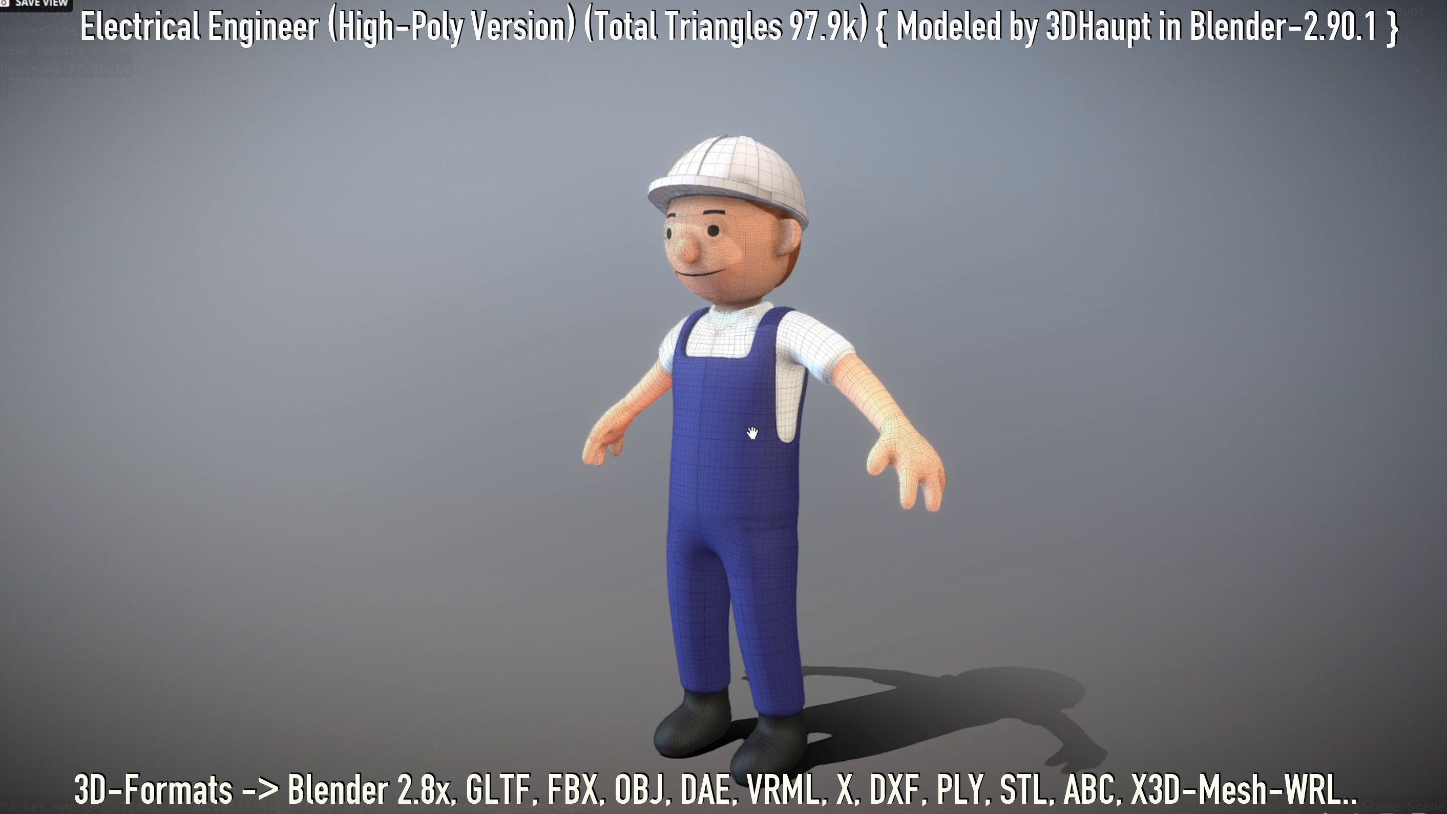 Electrical Engineer High-Poly Version Not Rigged 3D model_55