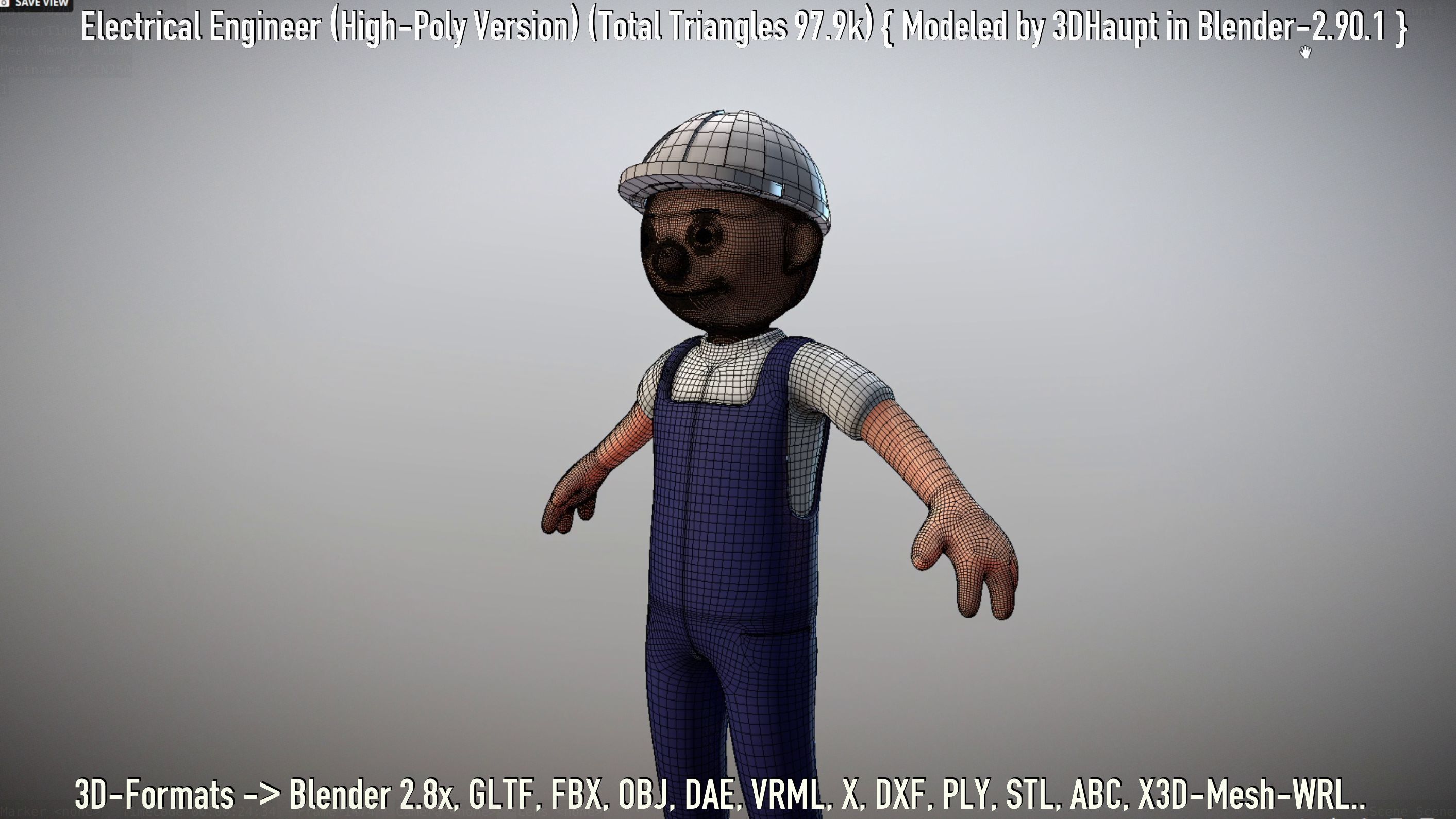 Electrical Engineer High-Poly Version Not Rigged 3D model_129