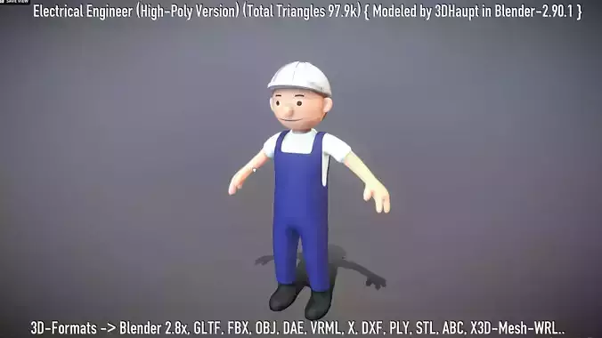 Electrical Engineer High-Poly Version Not Rigged 3D model