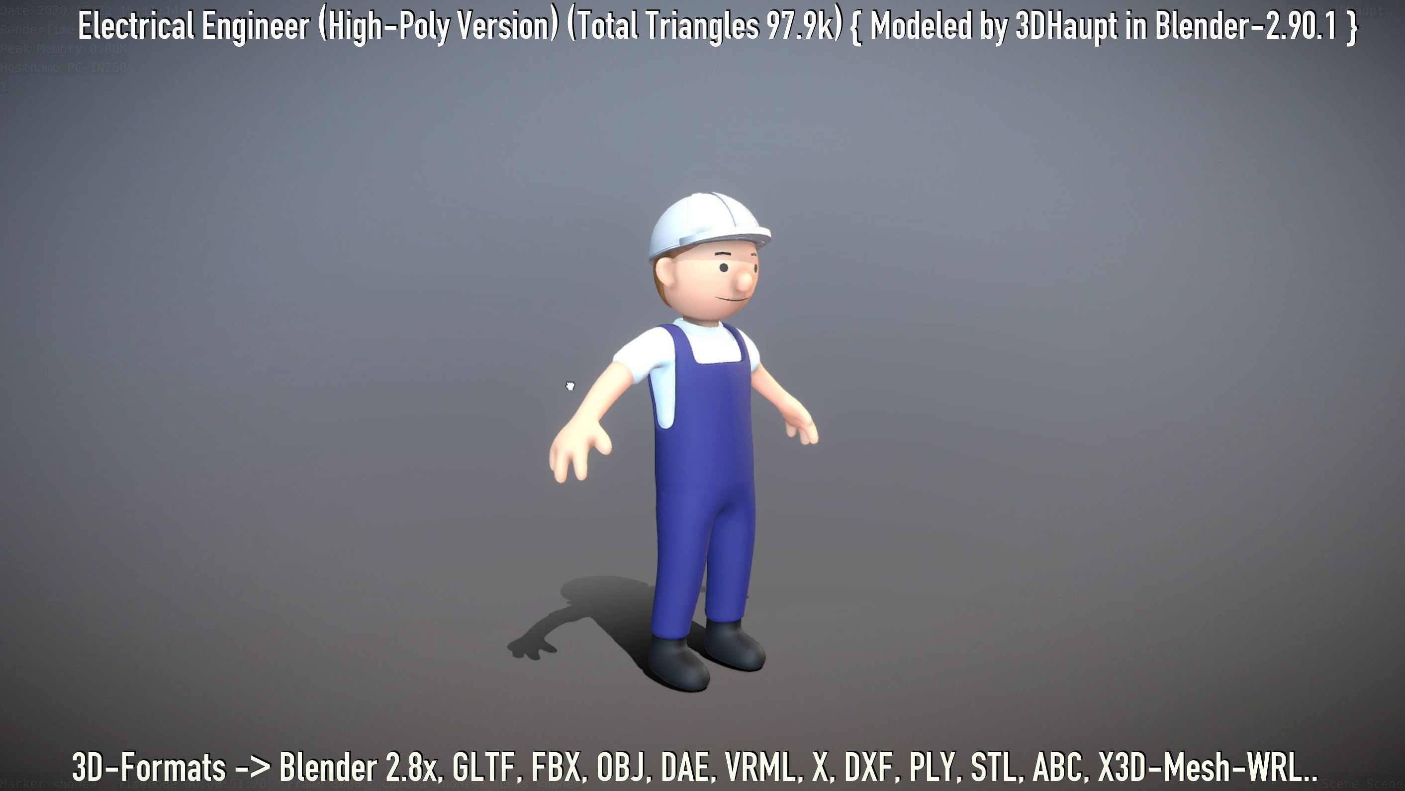 Electrical Engineer High-Poly Version Not Rigged 3D model_145