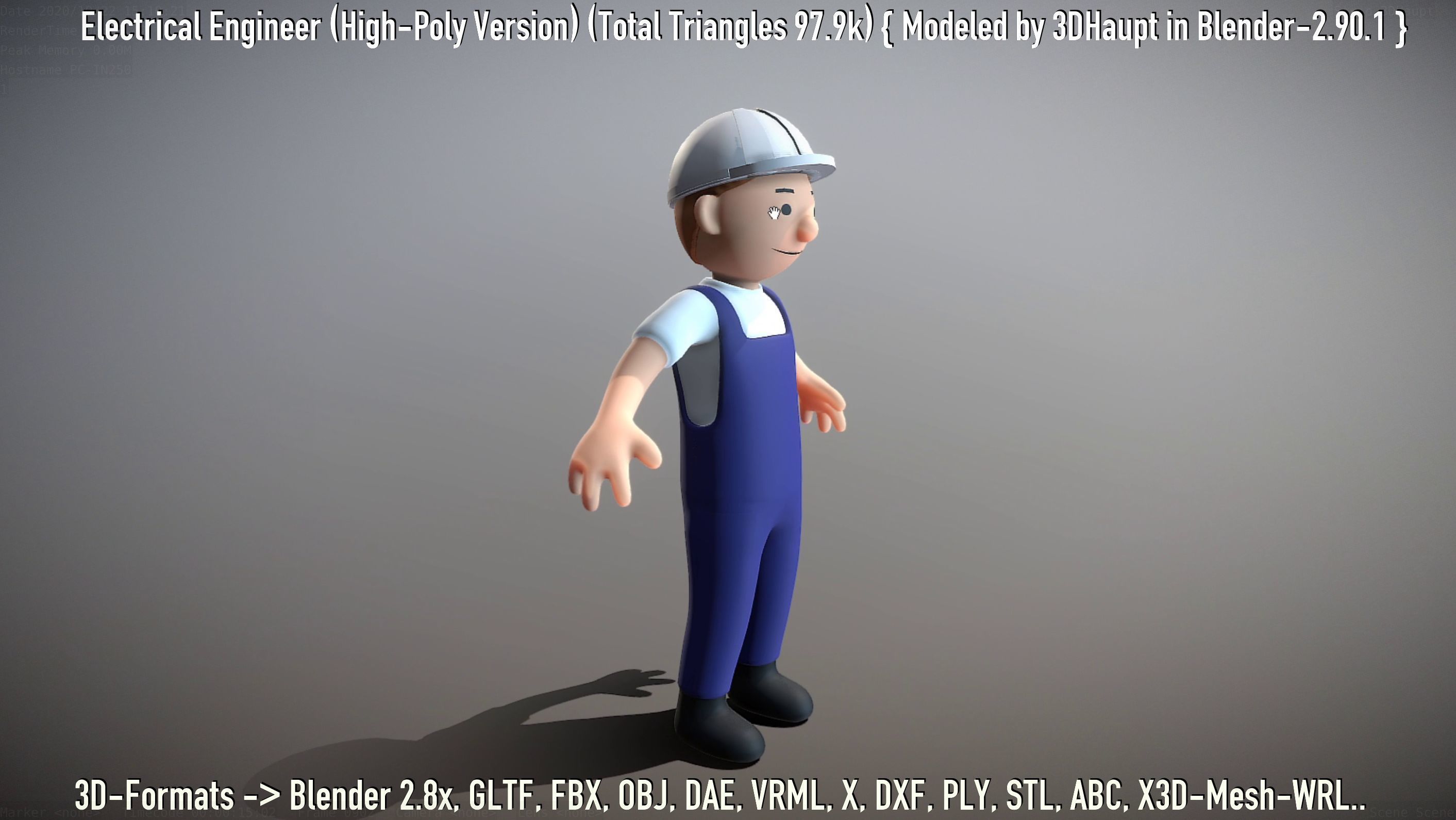Electrical Engineer High-Poly Version Not Rigged 3D model_105