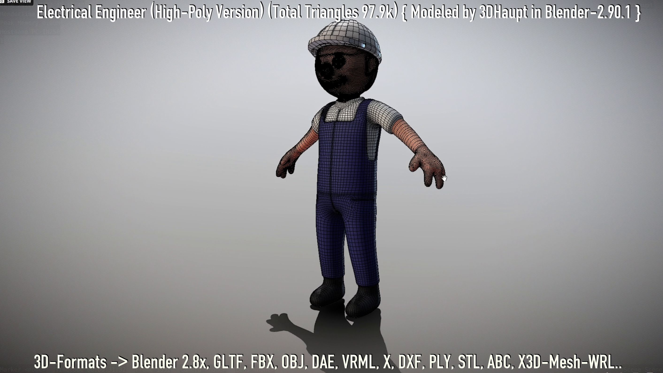 Electrical Engineer High-Poly Version Not Rigged 3D model_127