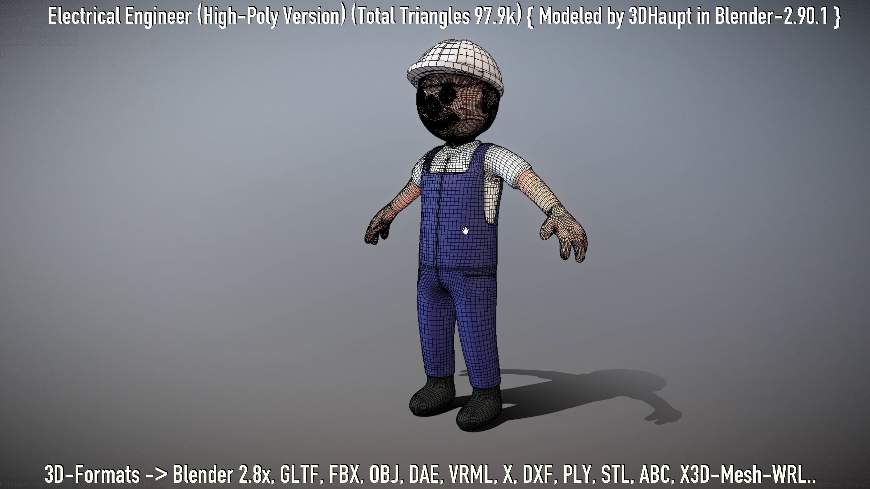 Electrical Engineer High-Poly Version Not Rigged 3D model_149