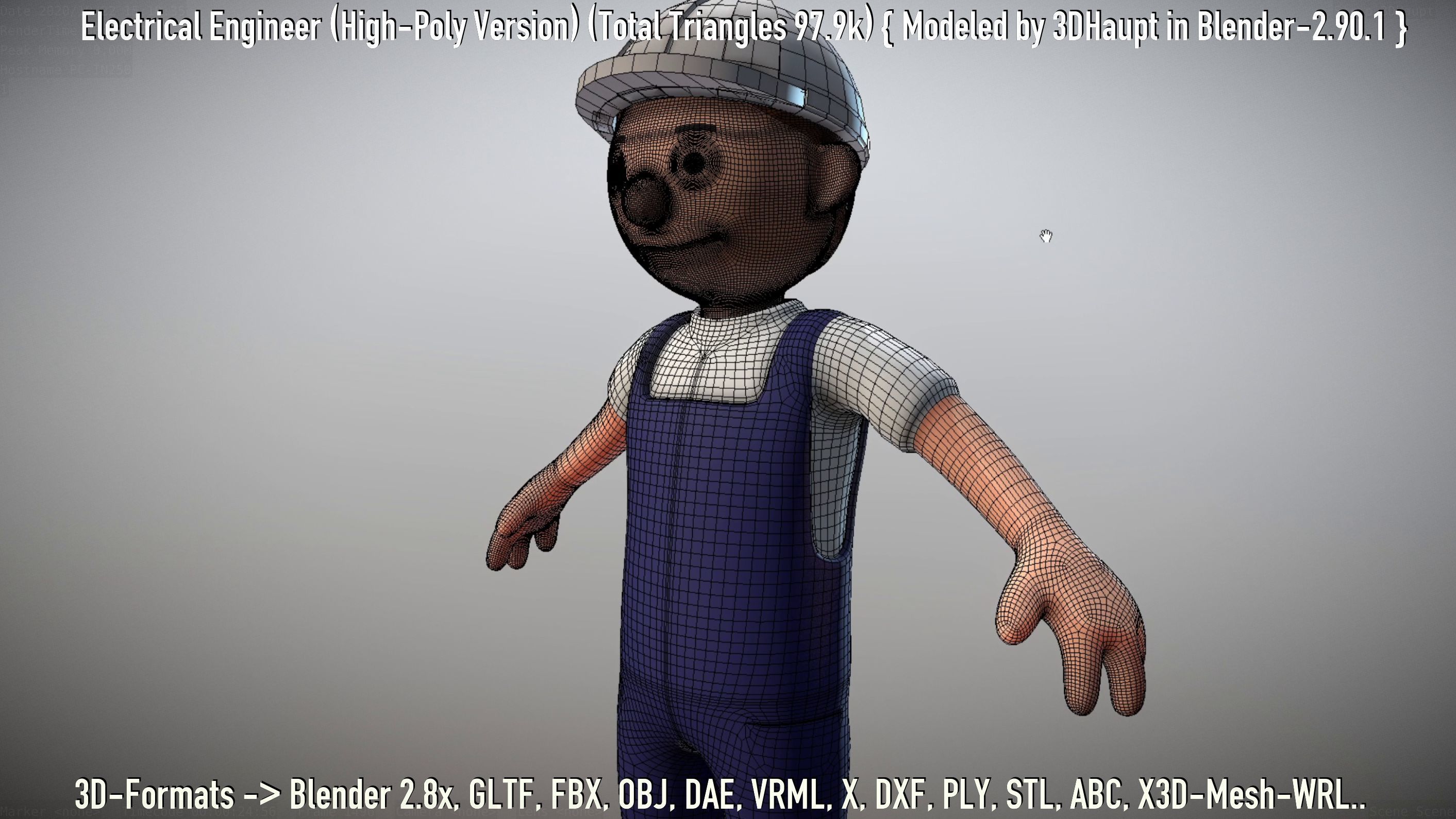 Electrical Engineer High-Poly Version Not Rigged 3D model_133