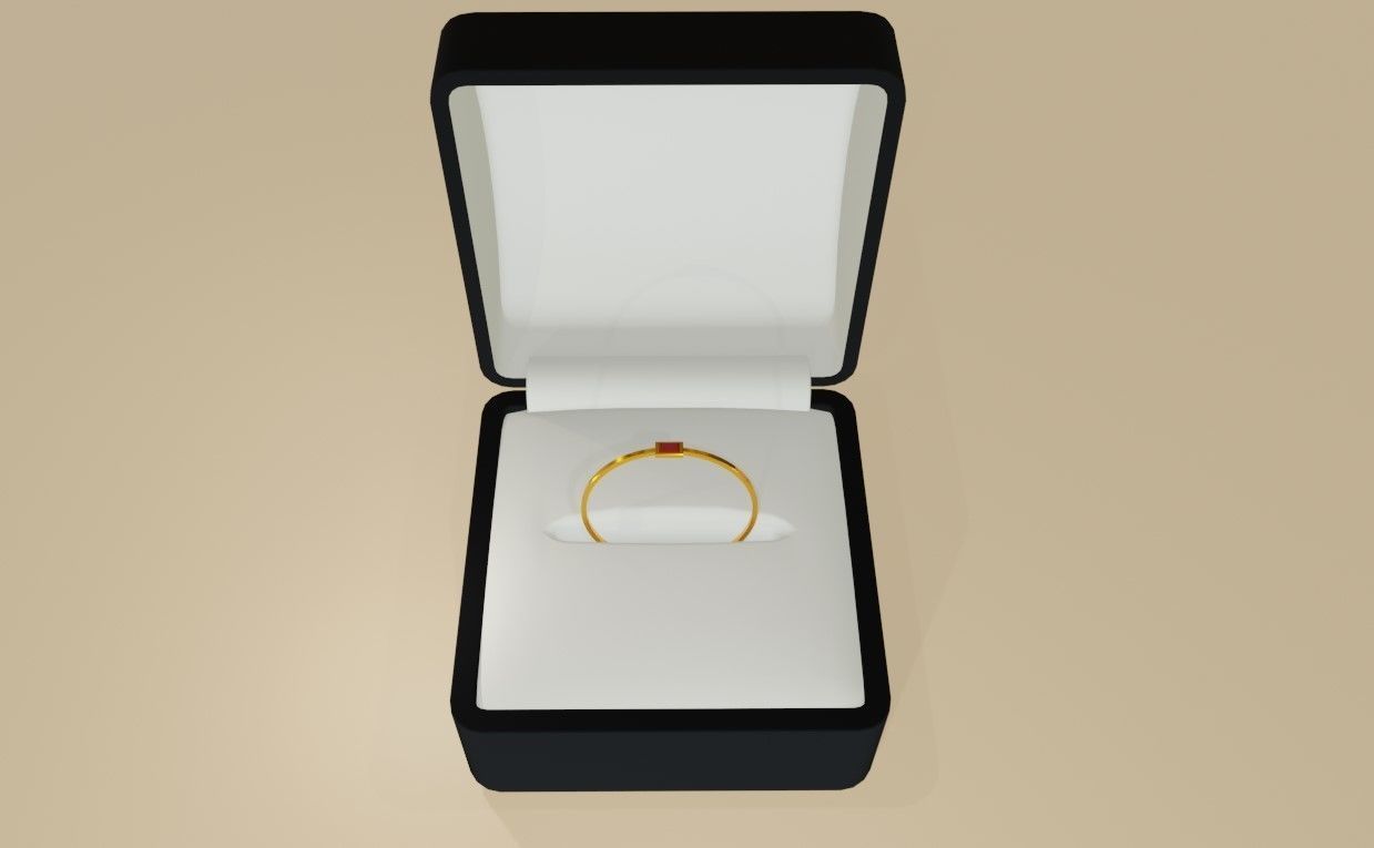 Square Gold Ring Ruby 13 - Anel rubi 3D model_6