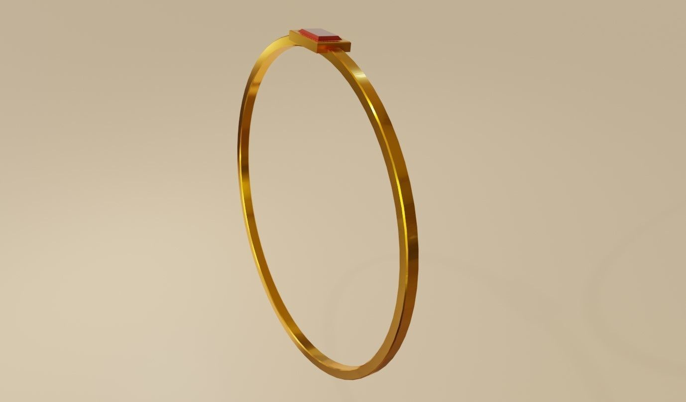 Square Gold Ring Ruby 13 - Anel rubi 3D model_3