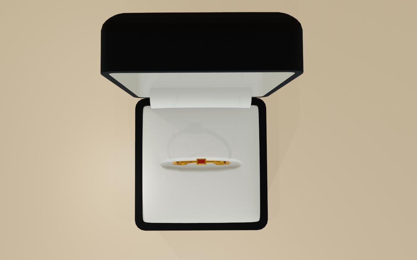 Square Gold Ring Ruby 13 - Anel rubi 3D model_5