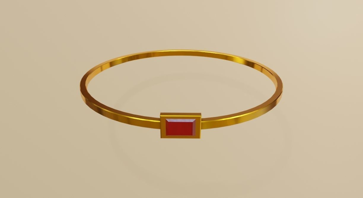 Square Gold Ring Ruby 13 - Anel rubi 3D model_11
