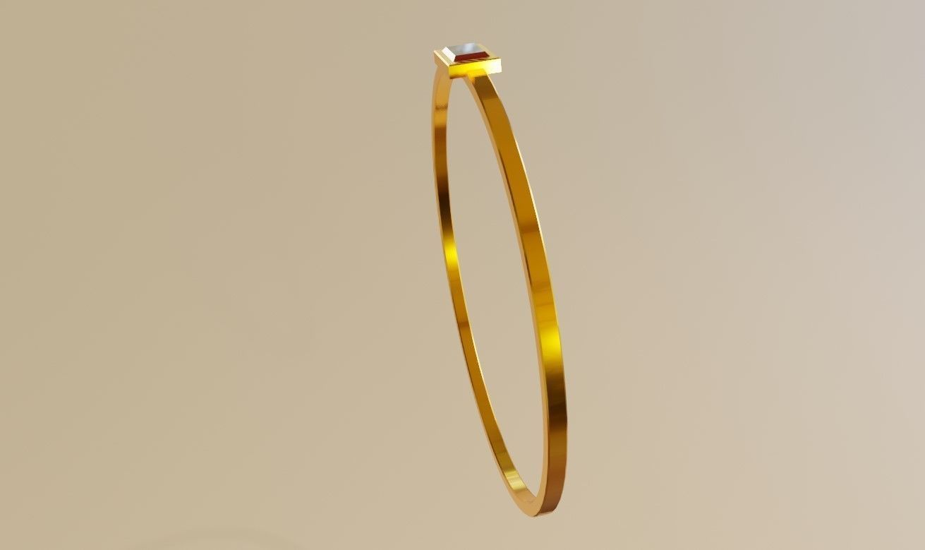 Square Gold Ring Ruby 13 - Anel rubi 3D model_13
