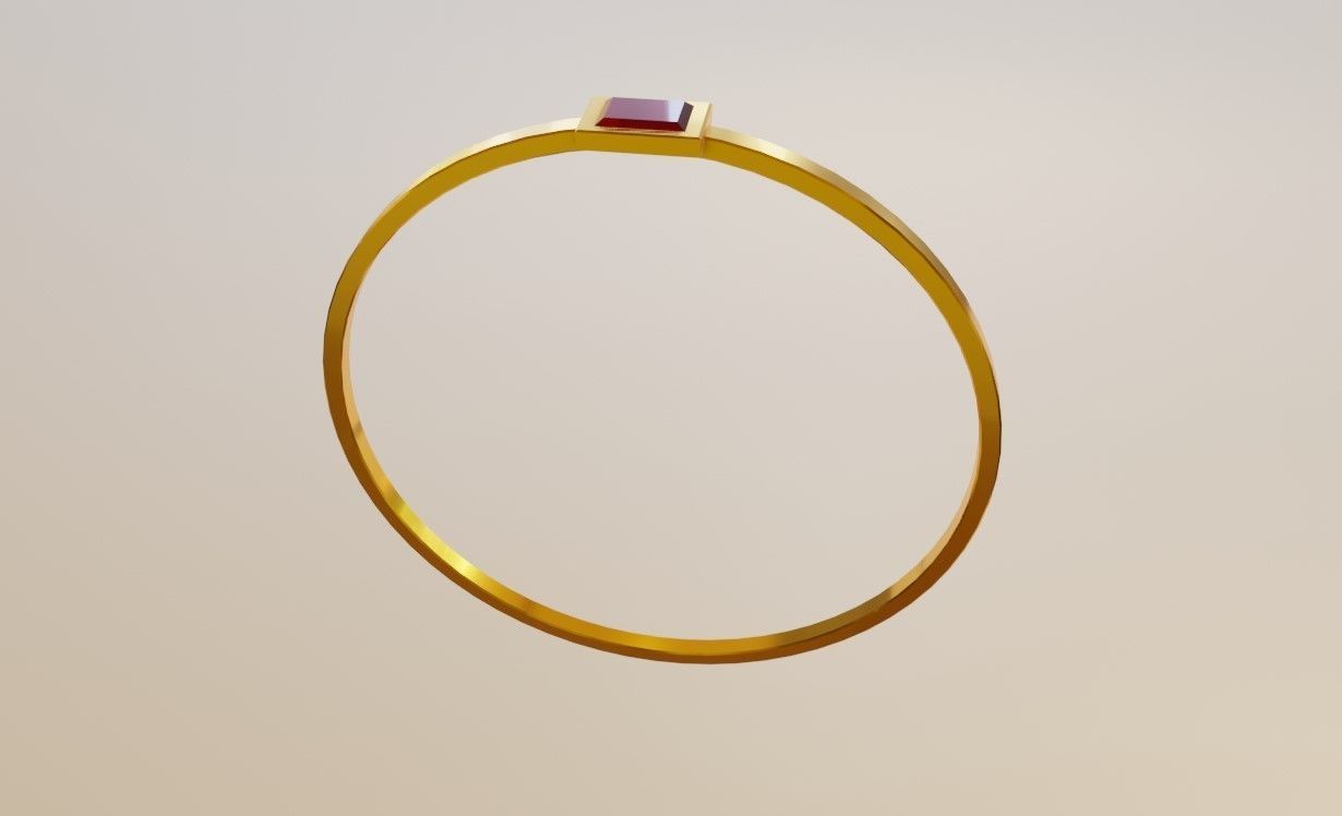 Square Gold Ring Ruby 13 - Anel rubi 3D model_12