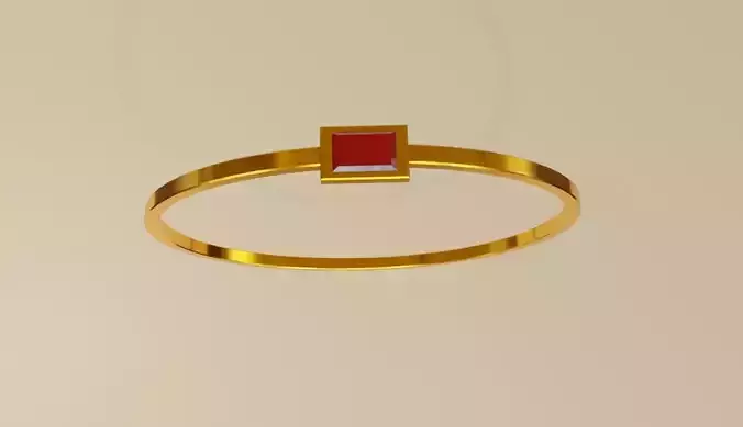 Square Gold Ring Ruby 13 - Anel rubi