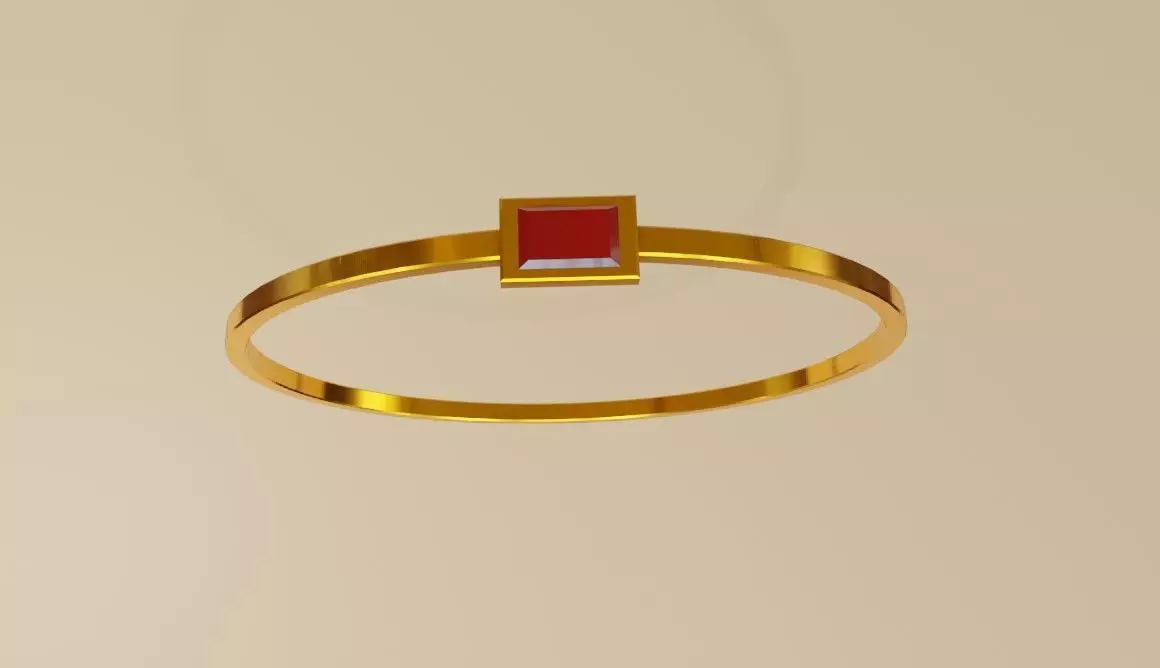 Square Gold Ring Ruby 13 - Anel rubi 3D model_0