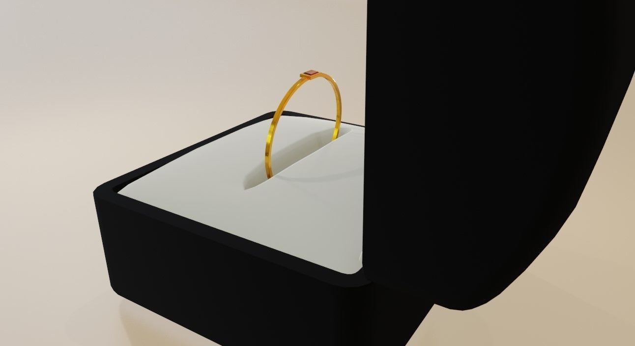 Square Gold Ring Ruby 13 - Anel rubi 3D model_9