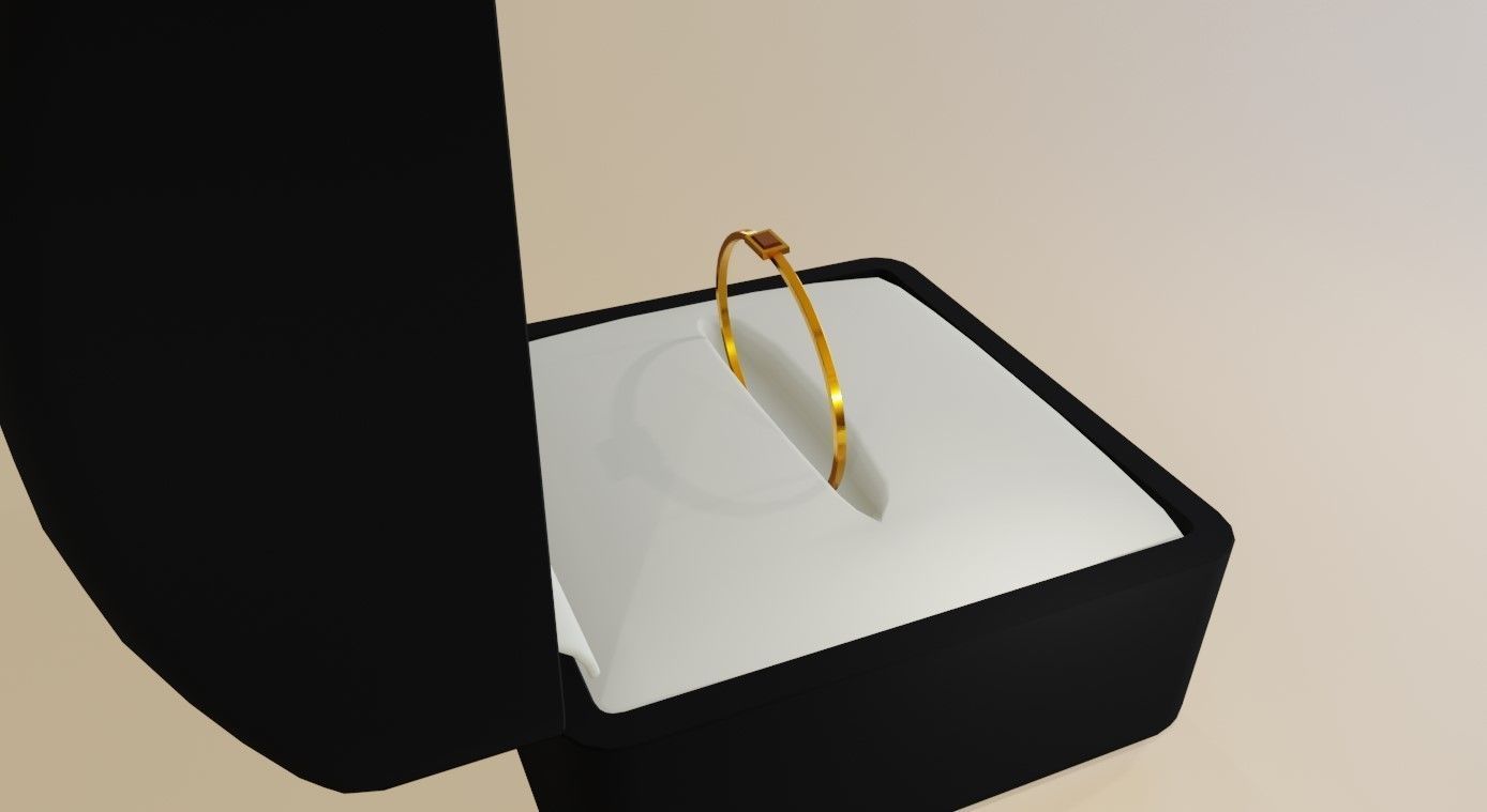 Square Gold Ring Ruby 13 - Anel rubi 3D model_7