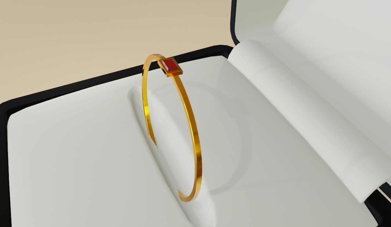 Square Gold Ring Ruby 13 - Anel rubi 3D model_4