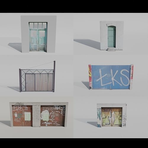 Door and Gates Asset 1 - 6 pack of doors and gates 3D model