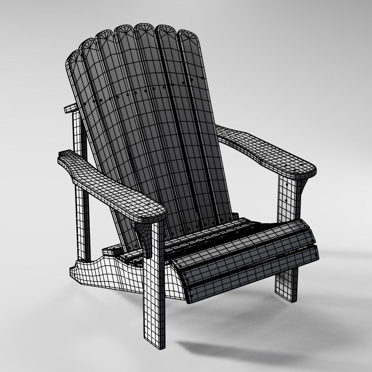 3D Adirondack Chair Model Low-poly 3D model_7