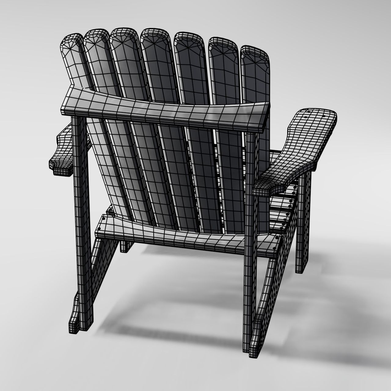 3D Adirondack Chair Model Low-poly 3D model_8
