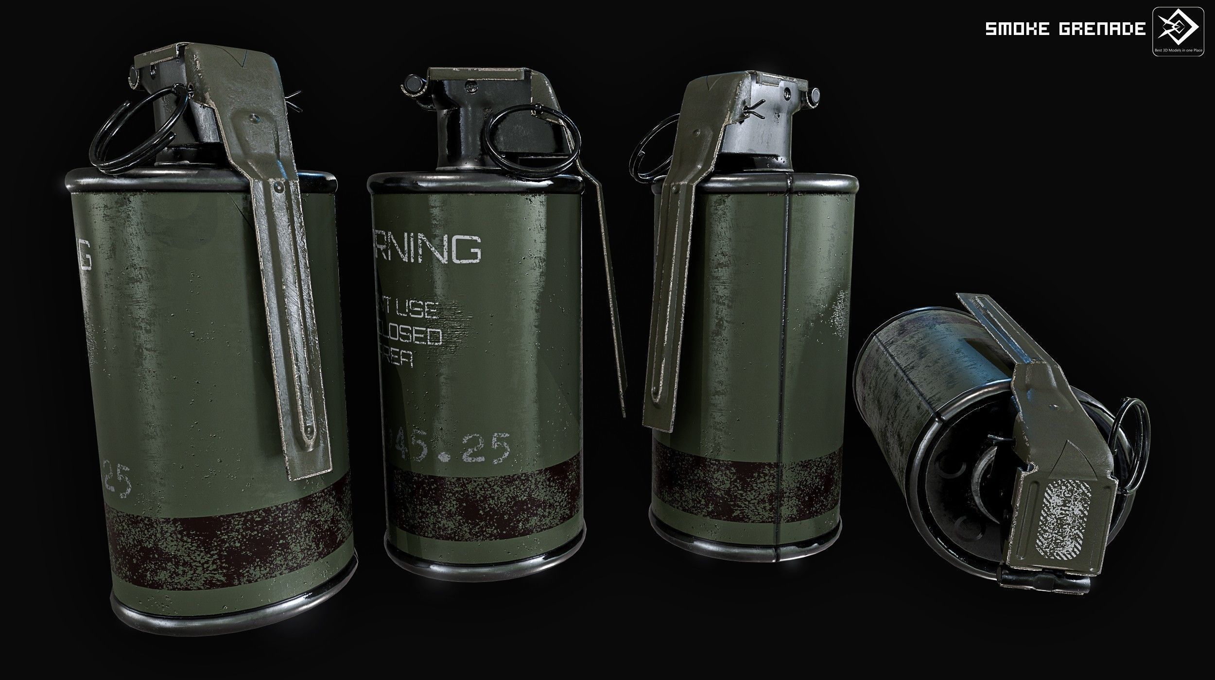 Smoke grenade  Low-poly 3D model_1
