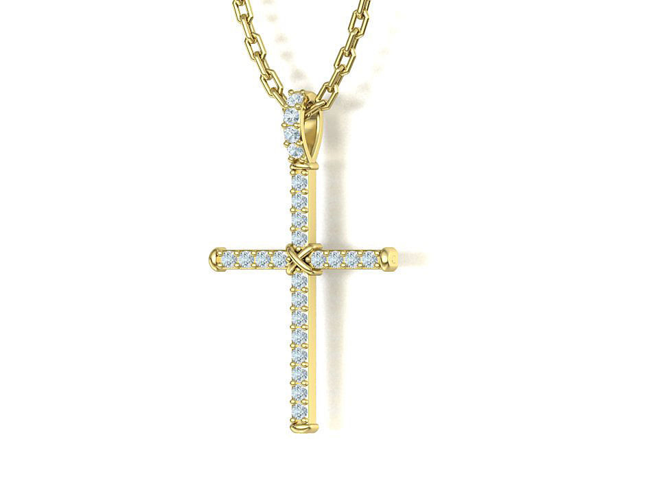 Diamond Cross Necklace Two-Tone Classic Pendant 3dmodel 3D print model_24