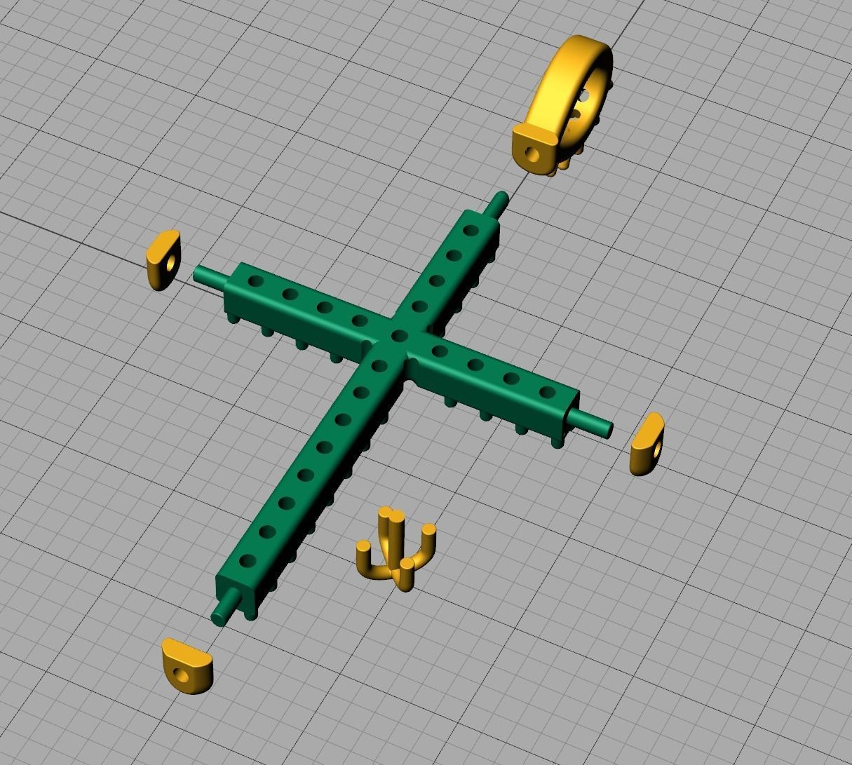 Diamond Cross Necklace Two-Tone Classic Pendant 3dmodel 3D print model_17