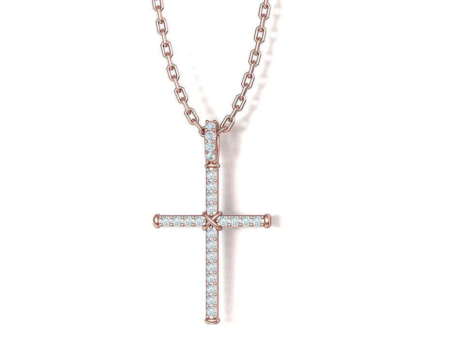 Diamond Cross Necklace Two-Tone Classic Pendant 3dmodel 3D print model_4