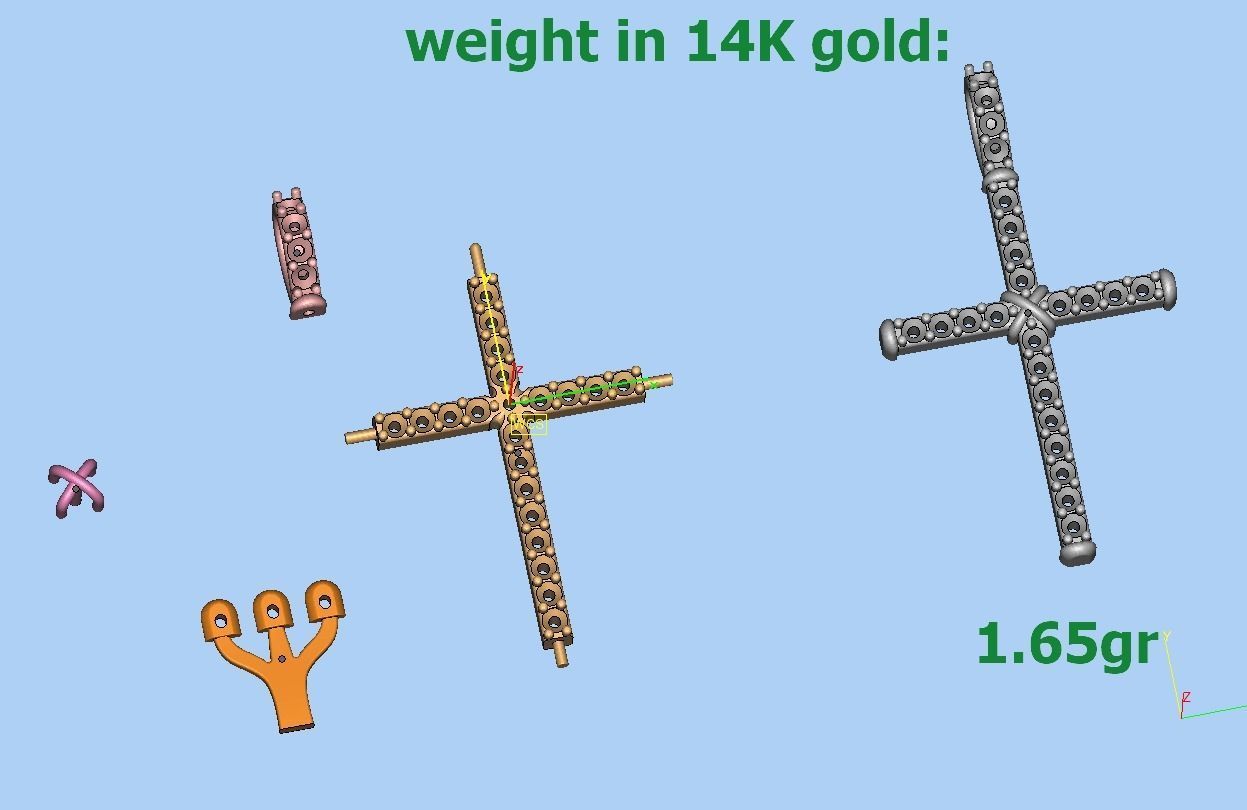 Diamond Cross Necklace Two-Tone Classic Pendant 3dmodel 3D print model_12