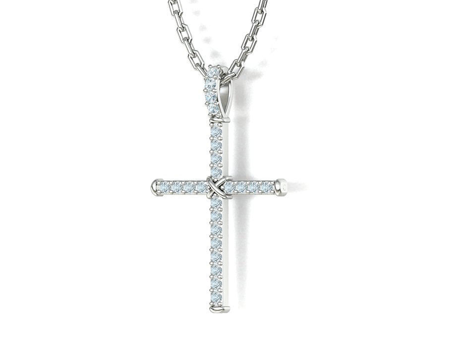 Diamond Cross Necklace Two-Tone Classic Pendant 3dmodel 3D print model_23