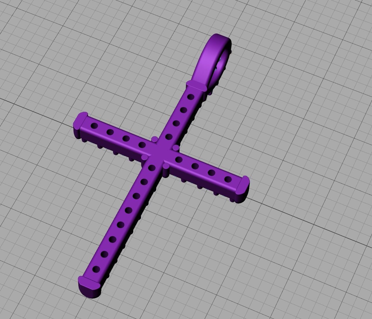 Diamond Cross Necklace Two-Tone Classic Pendant 3dmodel 3D print model_10