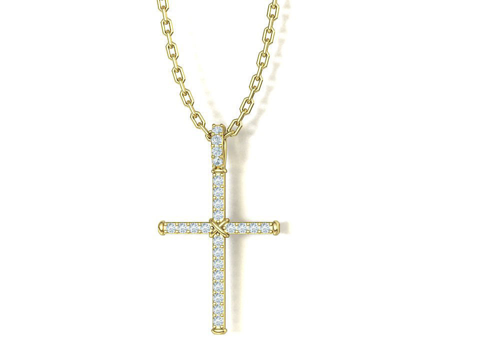 Diamond Cross Necklace Two-Tone Classic Pendant 3dmodel 3D print model_5