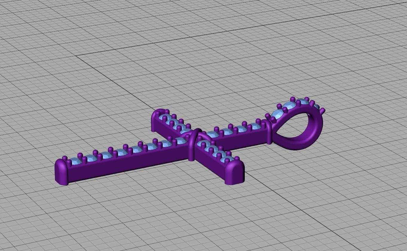 Diamond Cross Necklace Two-Tone Classic Pendant 3dmodel 3D print model_18