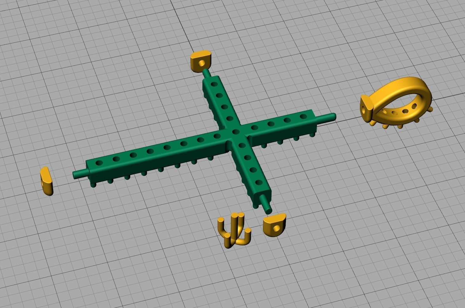 Diamond Cross Necklace Two-Tone Classic Pendant 3dmodel 3D print model_16