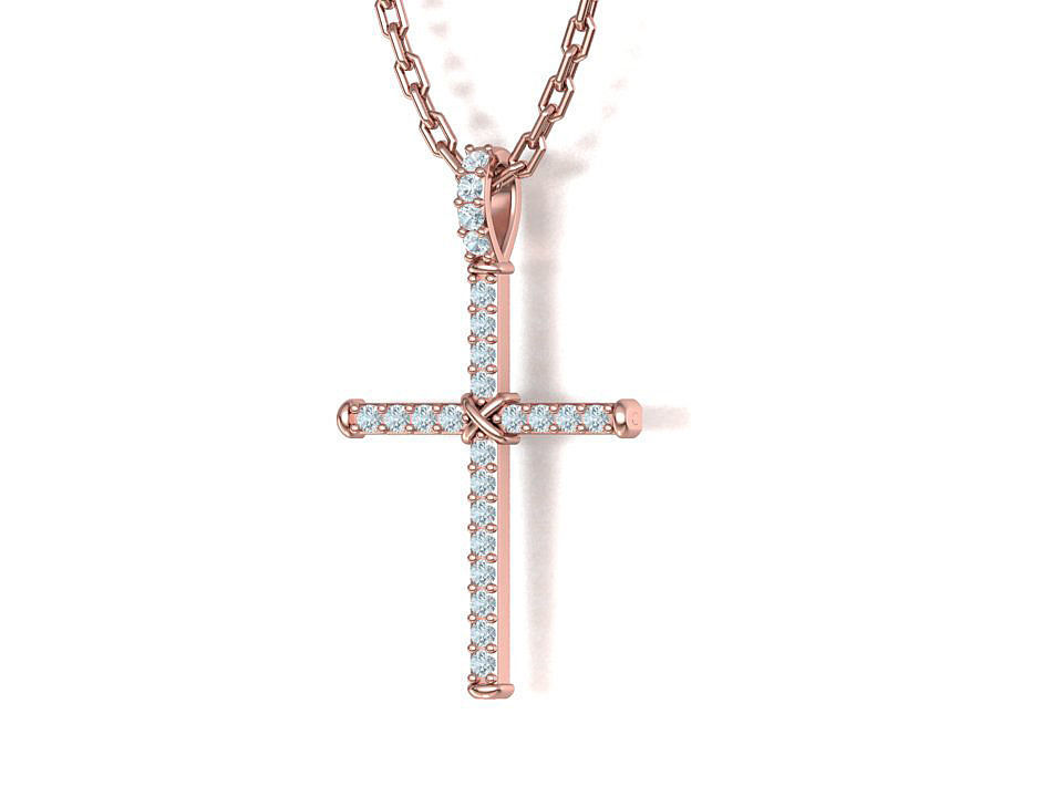 Diamond Cross Necklace Two-Tone Classic Pendant 3dmodel 3D print model_25