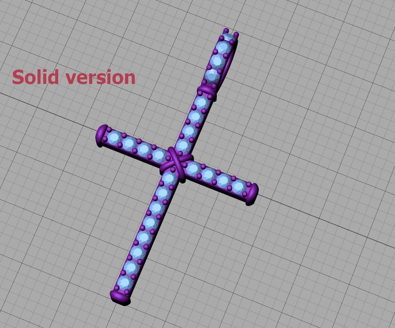 Diamond Cross Necklace Two-Tone Classic Pendant 3dmodel 3D print model_11