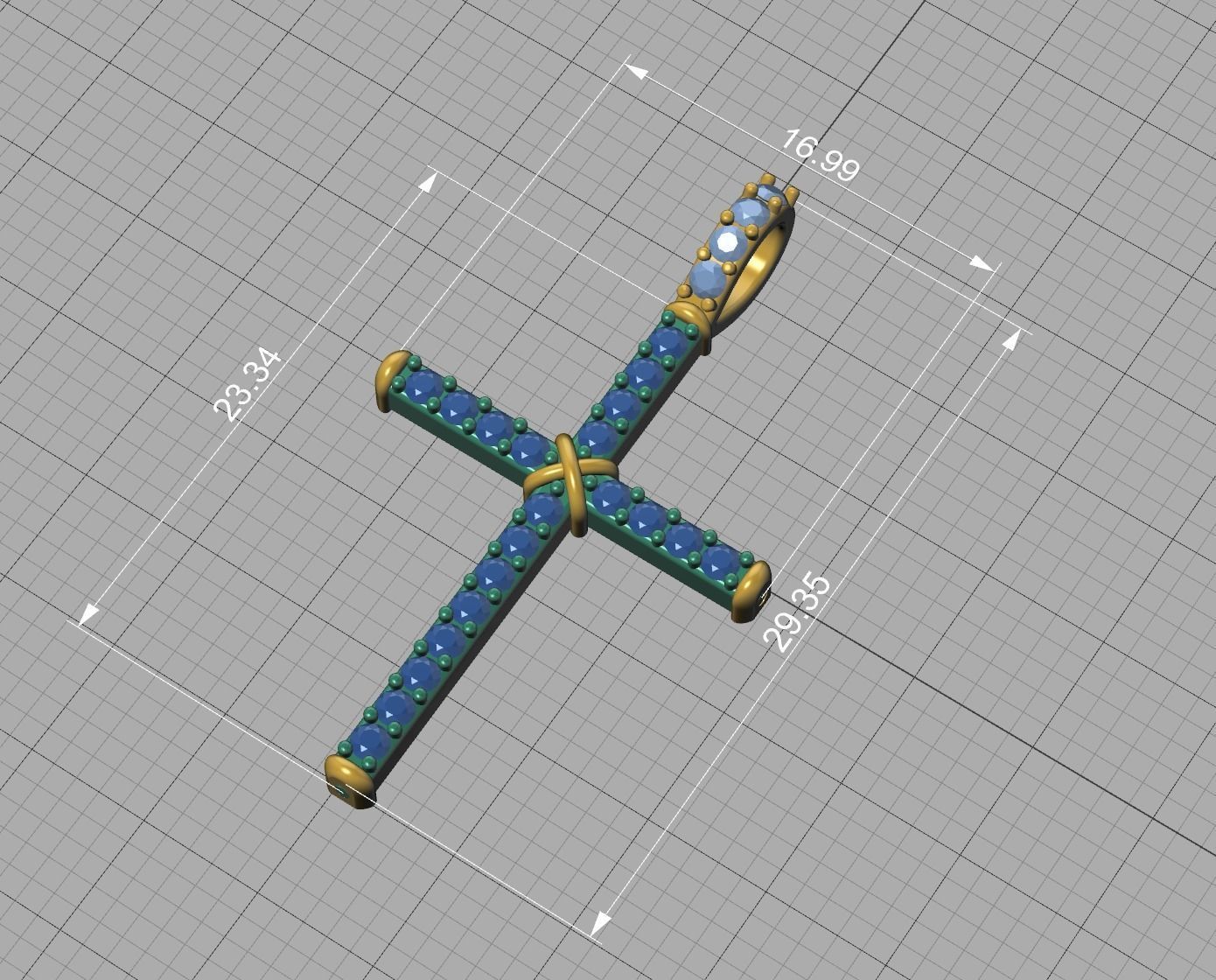 Diamond Cross Necklace Two-Tone Classic Pendant 3dmodel 3D print model_14