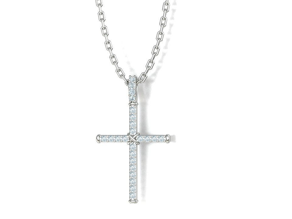 Diamond Cross Necklace Two-Tone Classic Pendant 3dmodel 3D print model_2