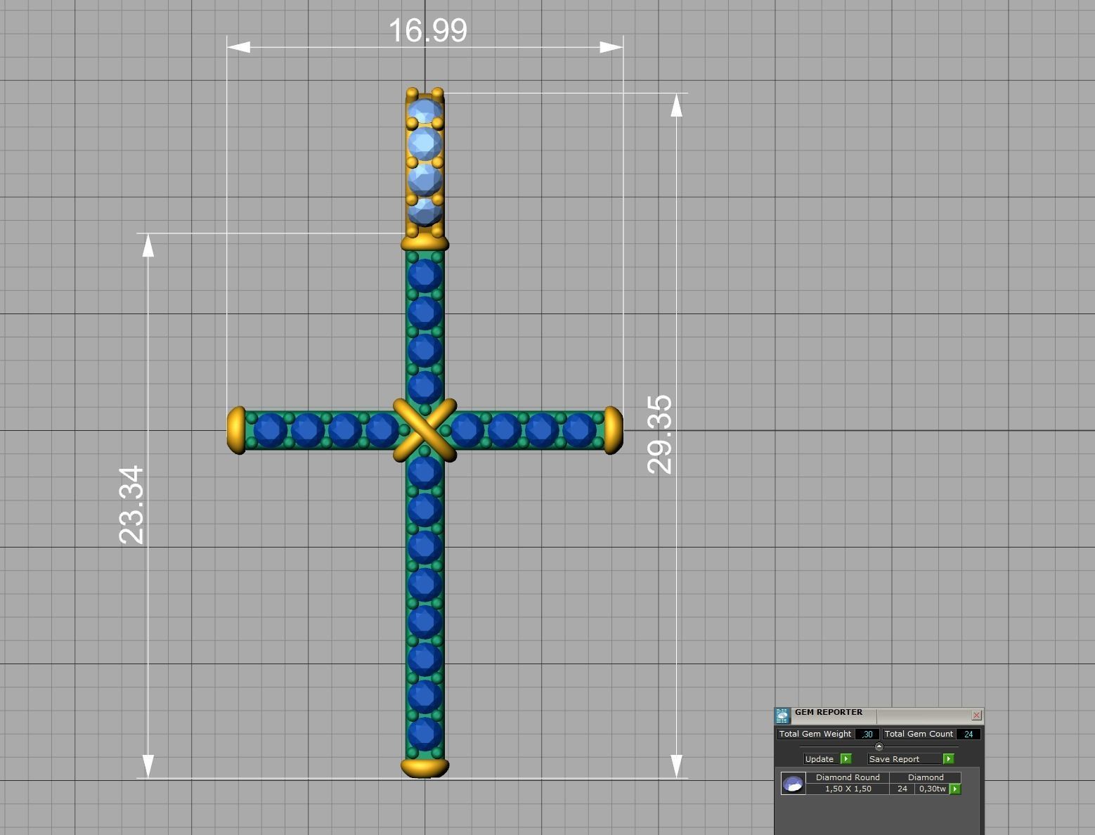 Diamond Cross Necklace Two-Tone Classic Pendant 3dmodel 3D print model_7