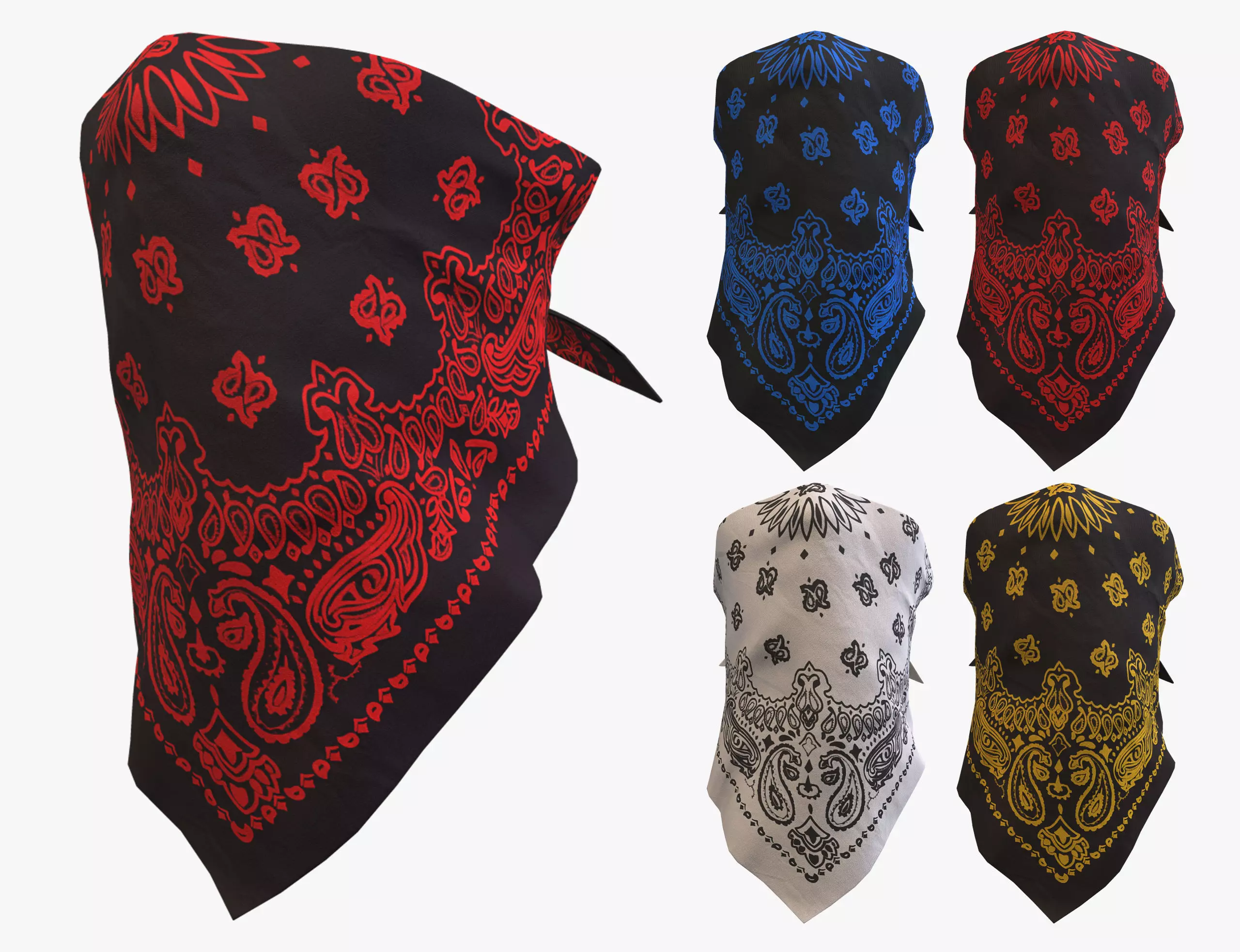Bandanas two paisley Low-poly 3D model_0