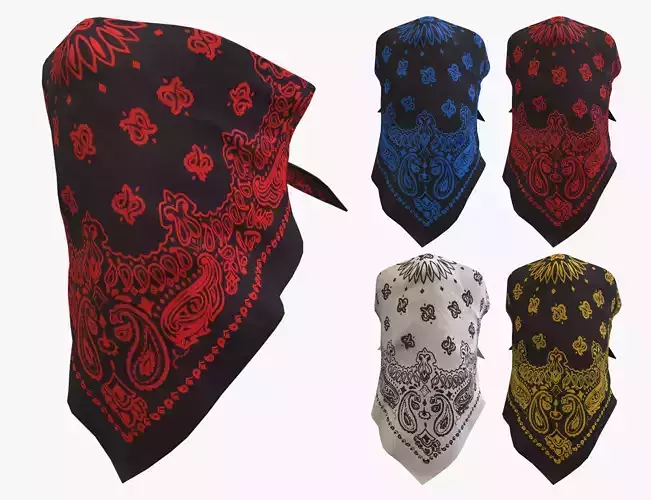 Bandanas two paisley Low-poly 3D model