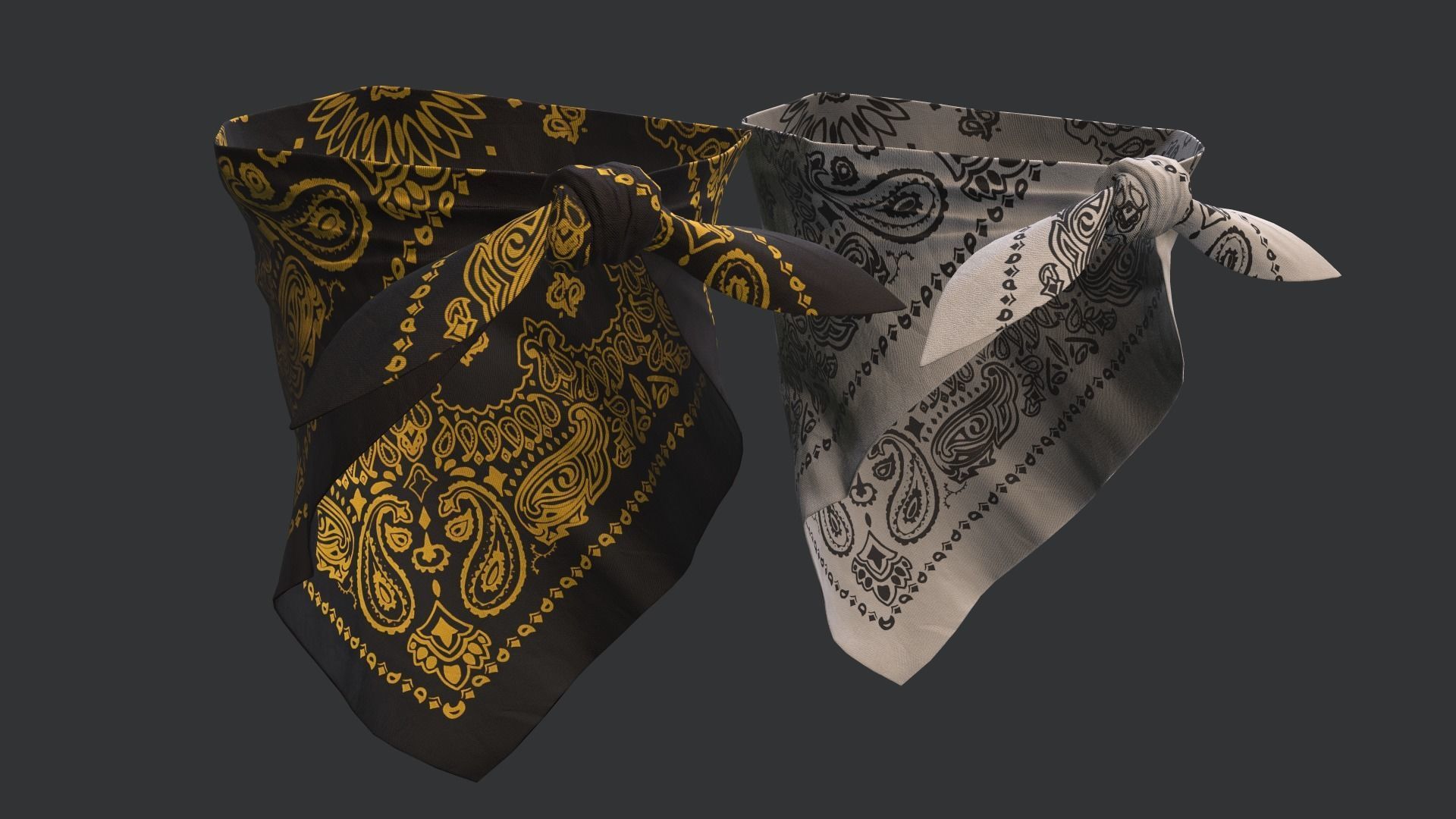 Bandanas two paisley Low-poly 3D model_9
