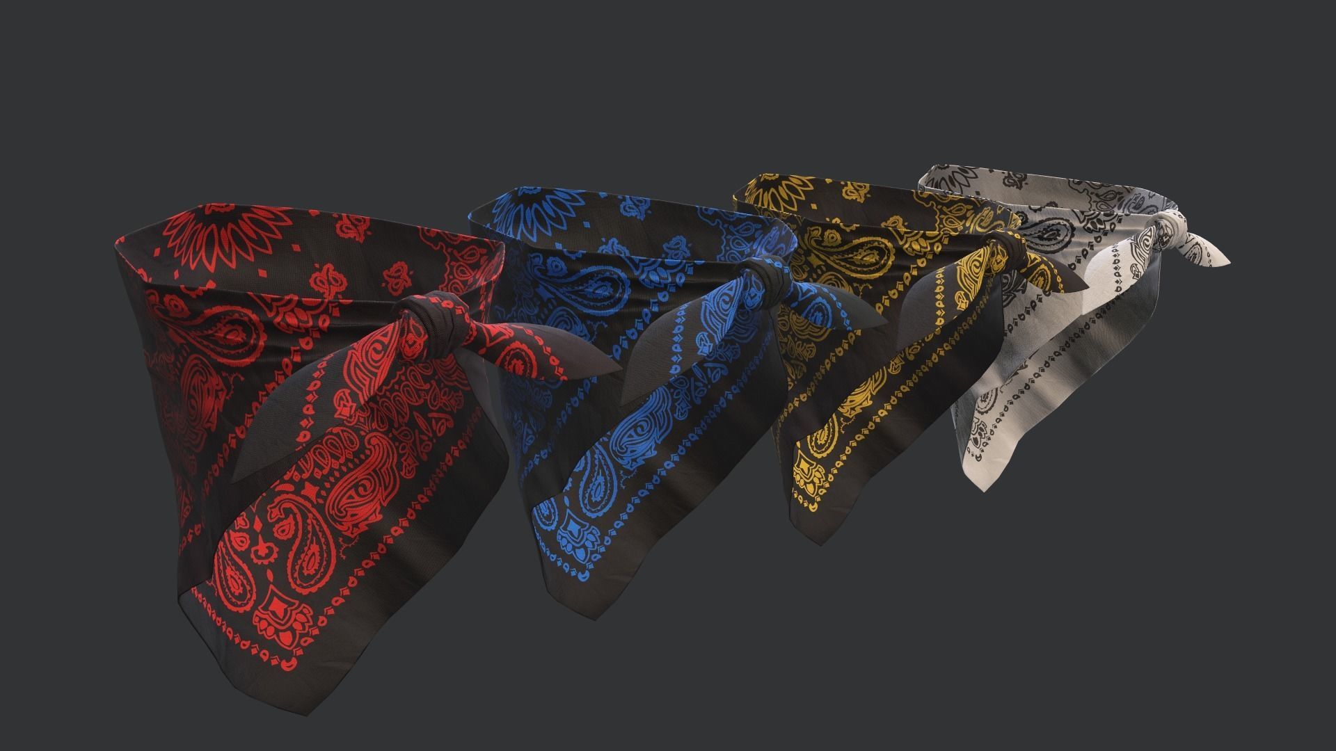 Bandanas two paisley Low-poly 3D model_7