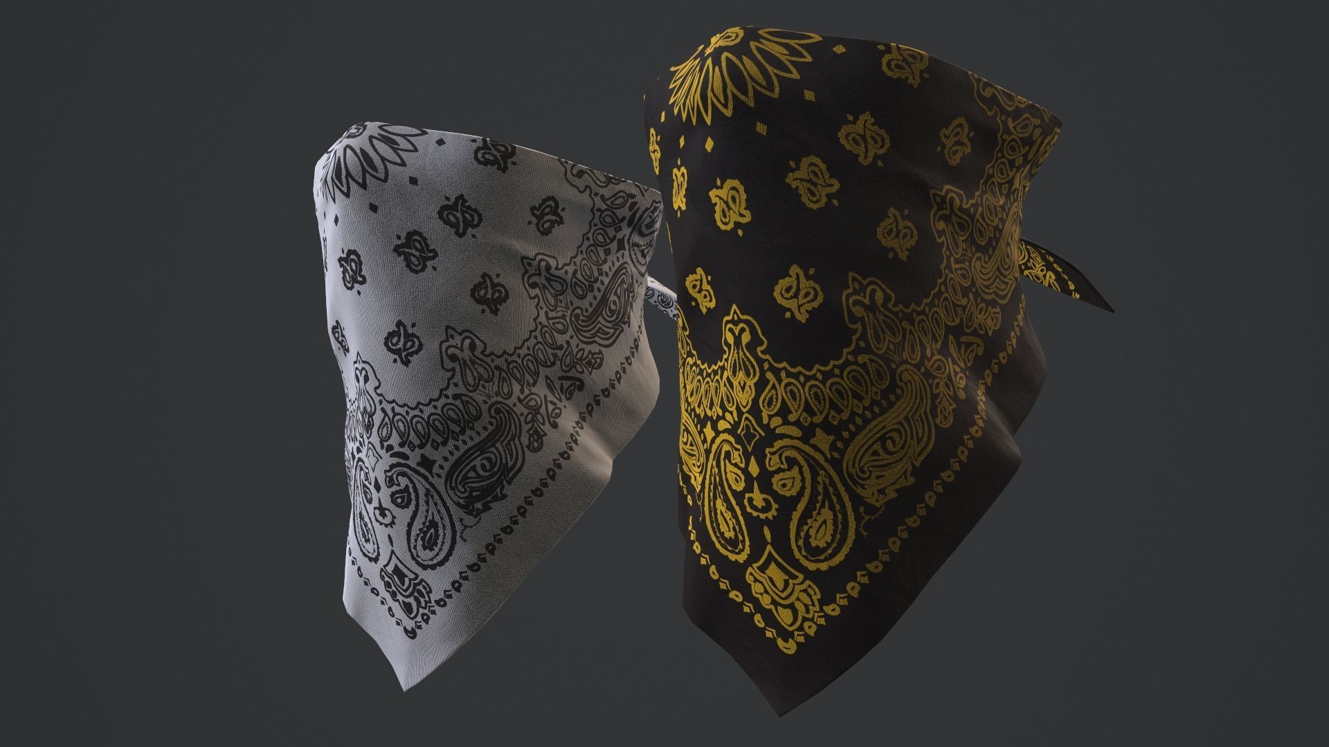 Bandanas two paisley Low-poly 3D model_11