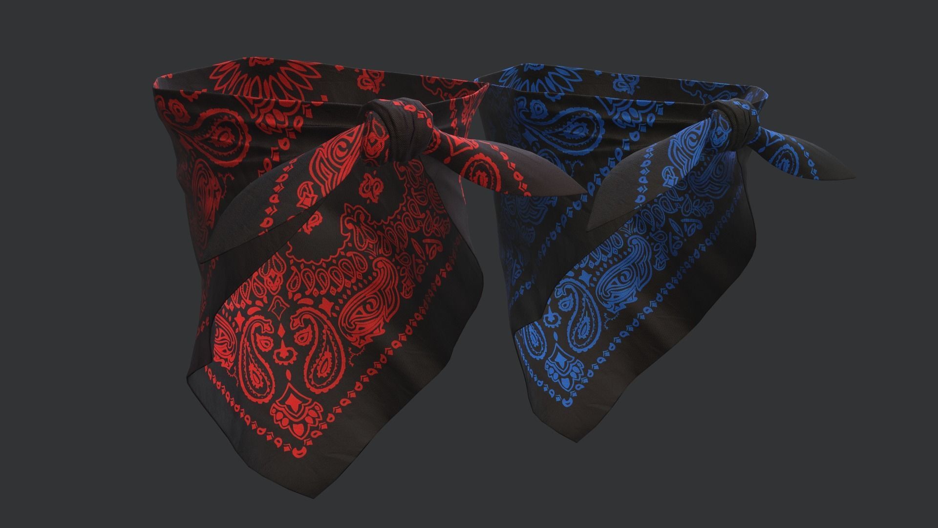 Bandanas two paisley Low-poly 3D model_8
