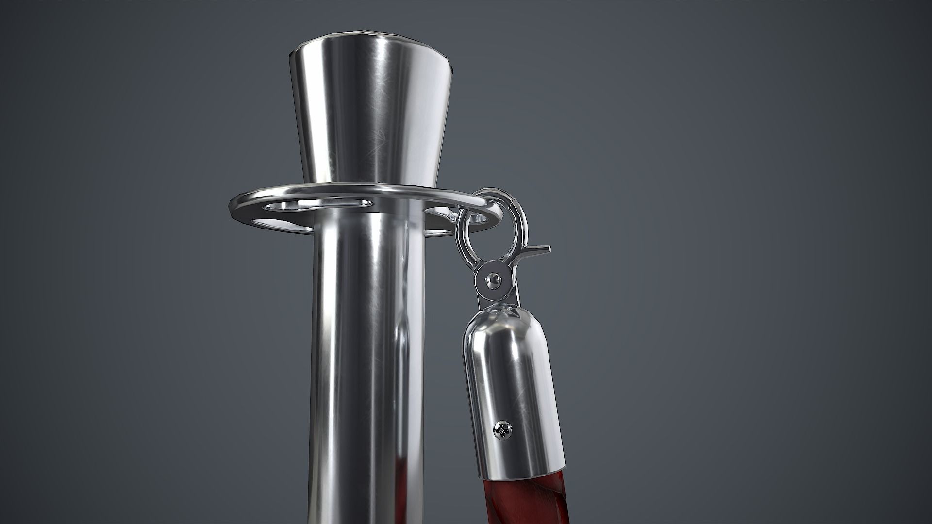 Crowd Control Stanchions PBR Game Ready Low-poly 3D model_7