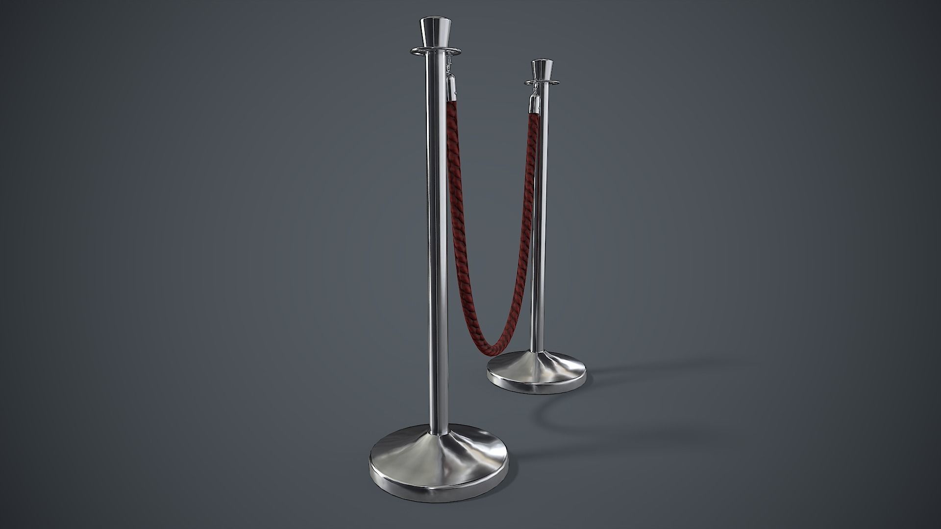 Crowd Control Stanchions PBR Game Ready Low-poly 3D model_4