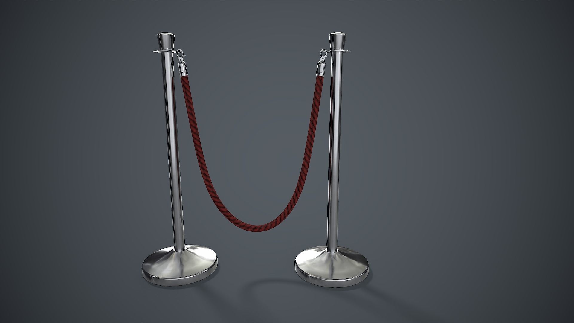 Crowd Control Stanchions PBR Game Ready Low-poly 3D model_3