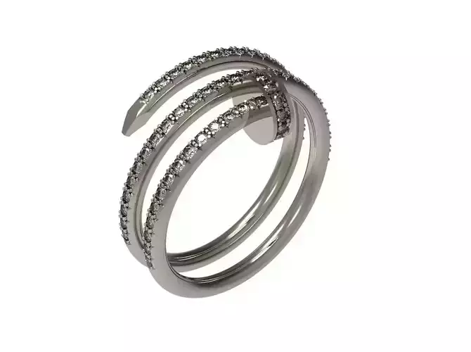 ring 3D print model silver with diamonds