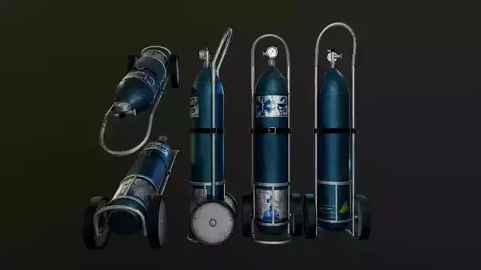 Oxygen Cylinder Free low-poly 3D model