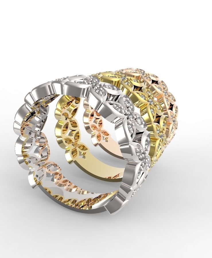 Clover ring 3D print model_4