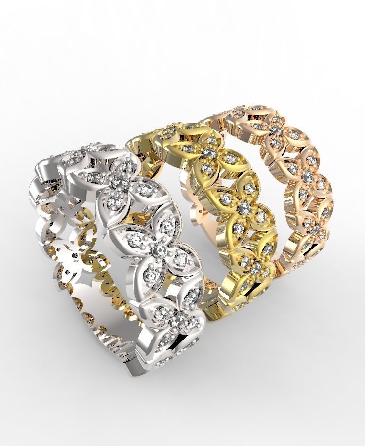 Clover ring 3D print model_3